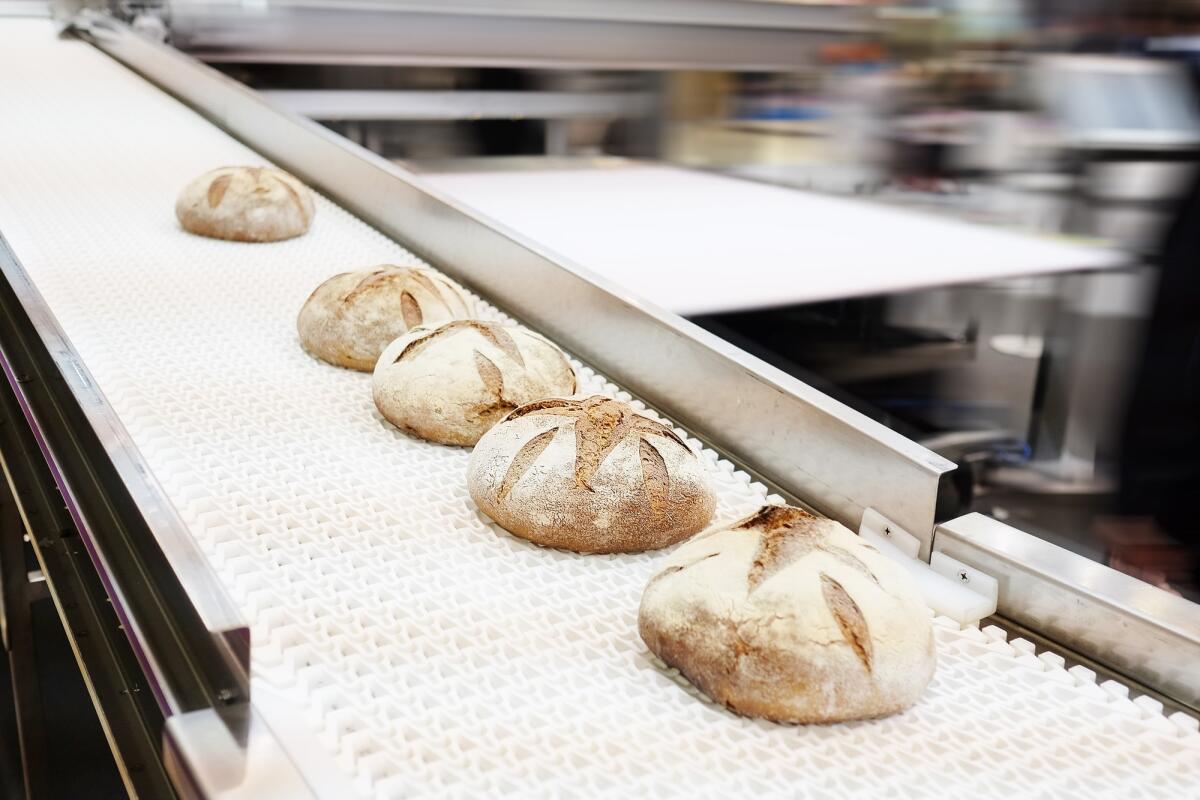 Metasuperfici manipolano oggetti di dimensioni rilevanti grazie alle onde sonore - Baked breads on production line at bakery