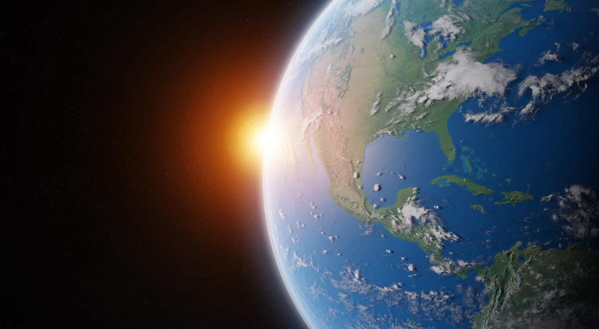 Esopianeti scoperti: due "Terre" potrebbero ospitare la vita - View of blue planet Earth in space with her atmosphere America continent 3D rendering elements of this image furnished by NASA