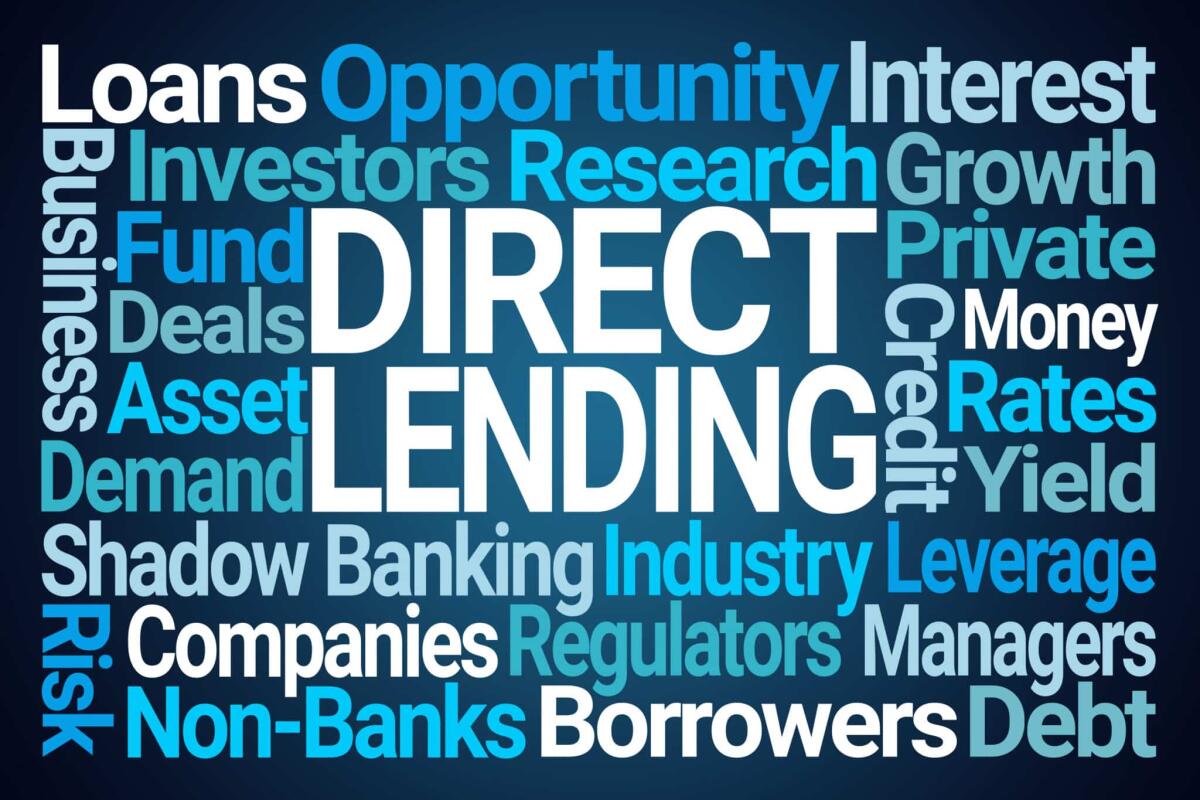 Tutto ciò che c'è da sapere sul direct lending - Direct Lending Word Cloud on Blue Background