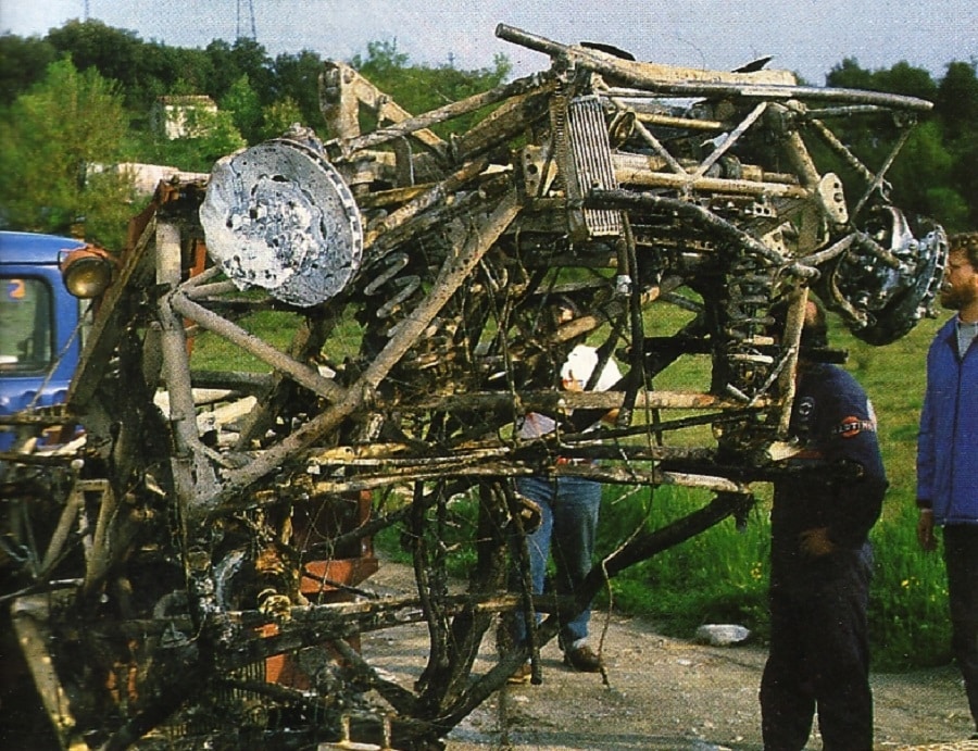 I resti della Delta S4 su cui Toivonen e Cresto persero la vita nel 1986