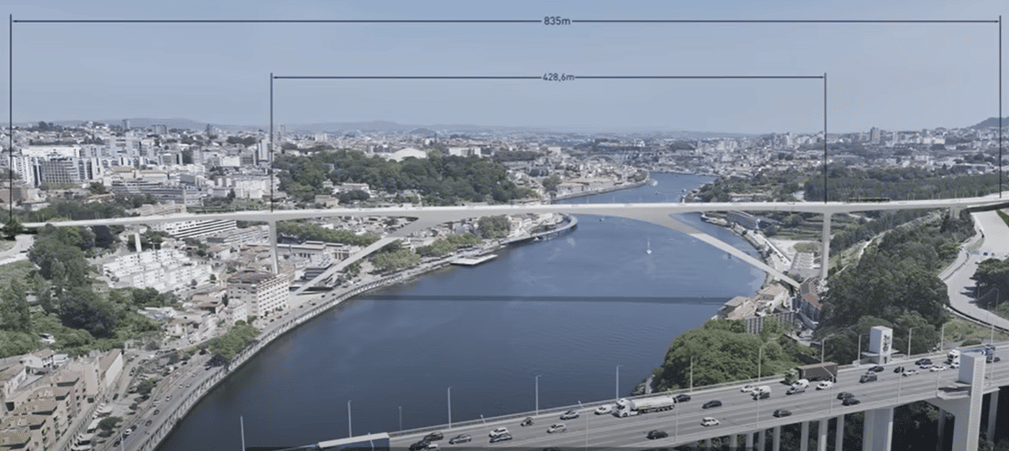 Sviluppo del nuovo ponte sul fiume Douro. Credits: Metro do Porto