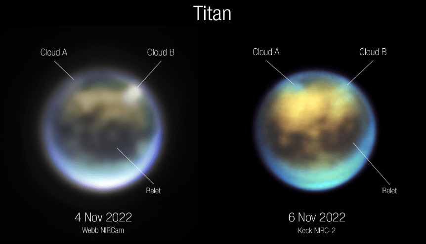 Nuvole su Titano, James Webb ne fotografa l'atmosfera