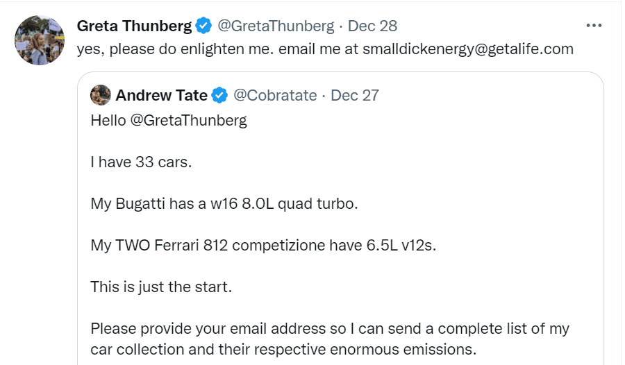 Greta Thunberg Andrew Tate