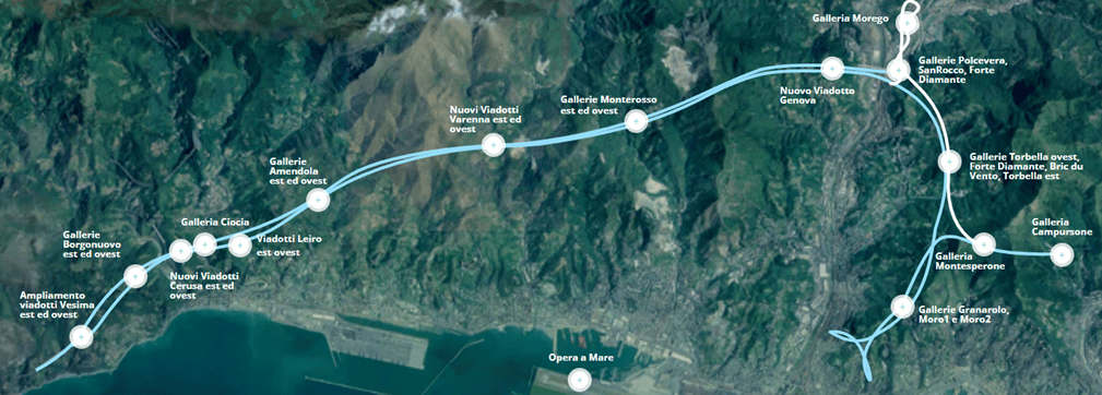 Mappa del progetto. Credits: Gronda di Genova
