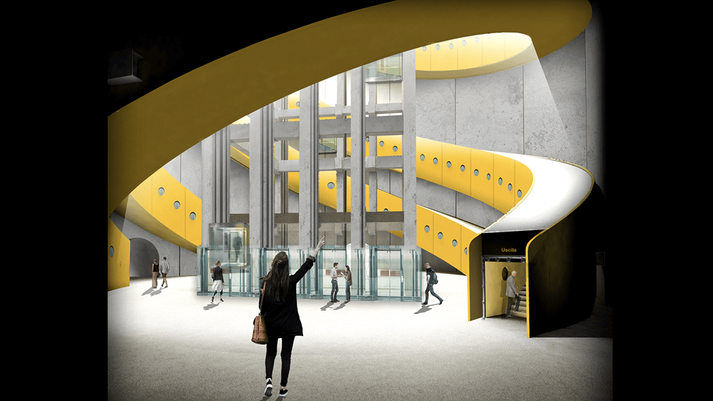 Render della stazione metro di Capodichino. Credits: Metropolitana di Napoli S.p.A.