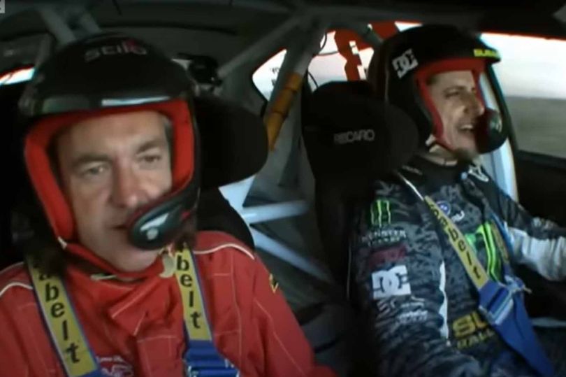 Jamse May seduto a fianco di Ken Block durante la puntata di Top Gear. Credit: dailystar.co.uk (Top Gear UK /Youtube)