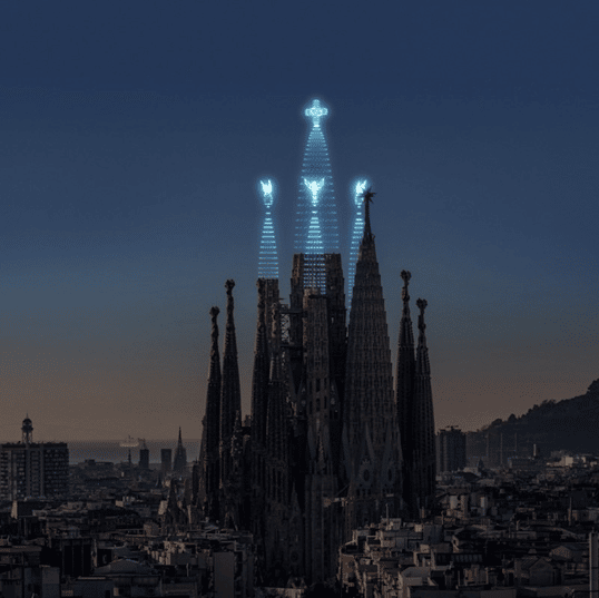 Drone showlight della Sagrada Familia. Credits: Studio Drift
