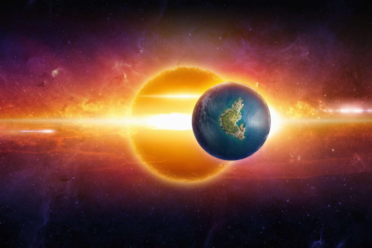 Pianeta simile alla terra: è stato scoperto Wolf 1069 b - Abstract scientific background - discovered Earth-like planet with liquid water orbiting around red star. Elements of this image furnished by NASA