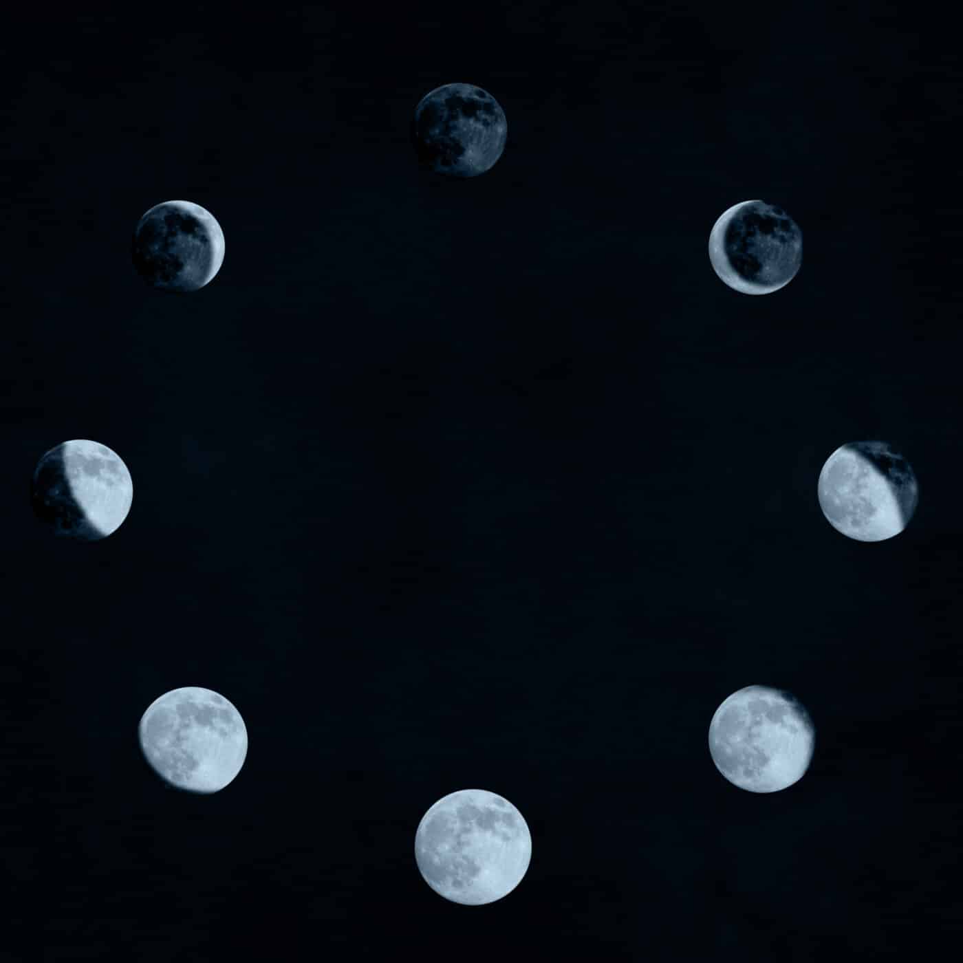 Fasi della luna, in rotazione sincrona