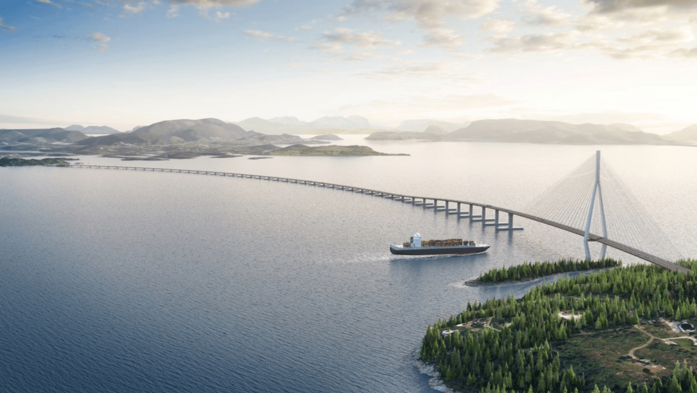 Render del Bjørnafjorden Floating Bridge. Credits: Norconsult