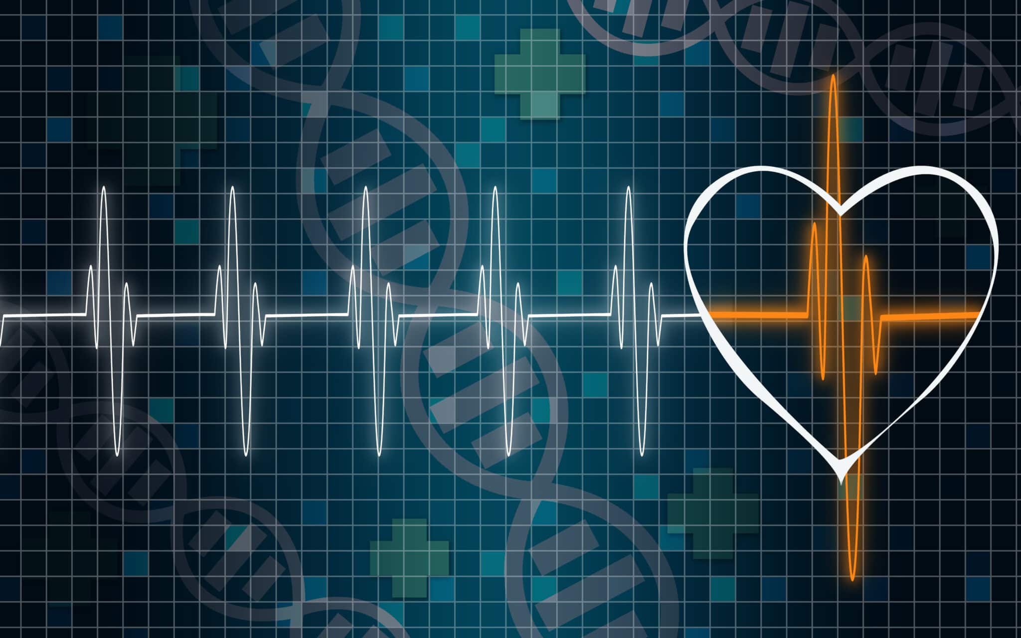 Cardiogram with red heart shape banner,3D rendering