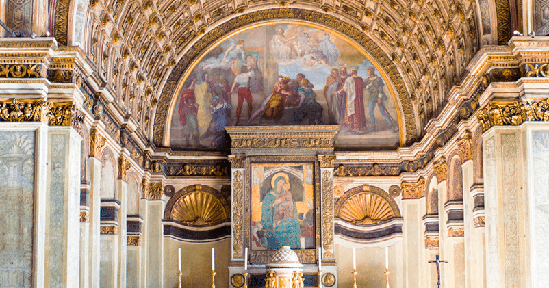 L’illusione ottica di Bramante dell’abside della chiesa di Santa Maria in San Satiro. (Credits: Yes Milano)