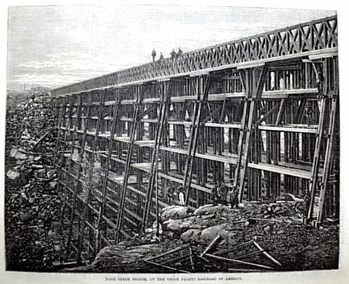 Dale Creek Bridge in legno. (Credits: Harper's Weekly)