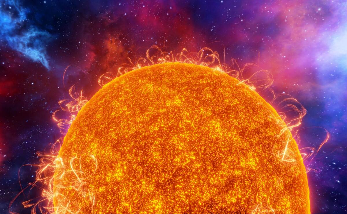 Qual è la temperatura del Sole? - Surface of the sun with energy explosions