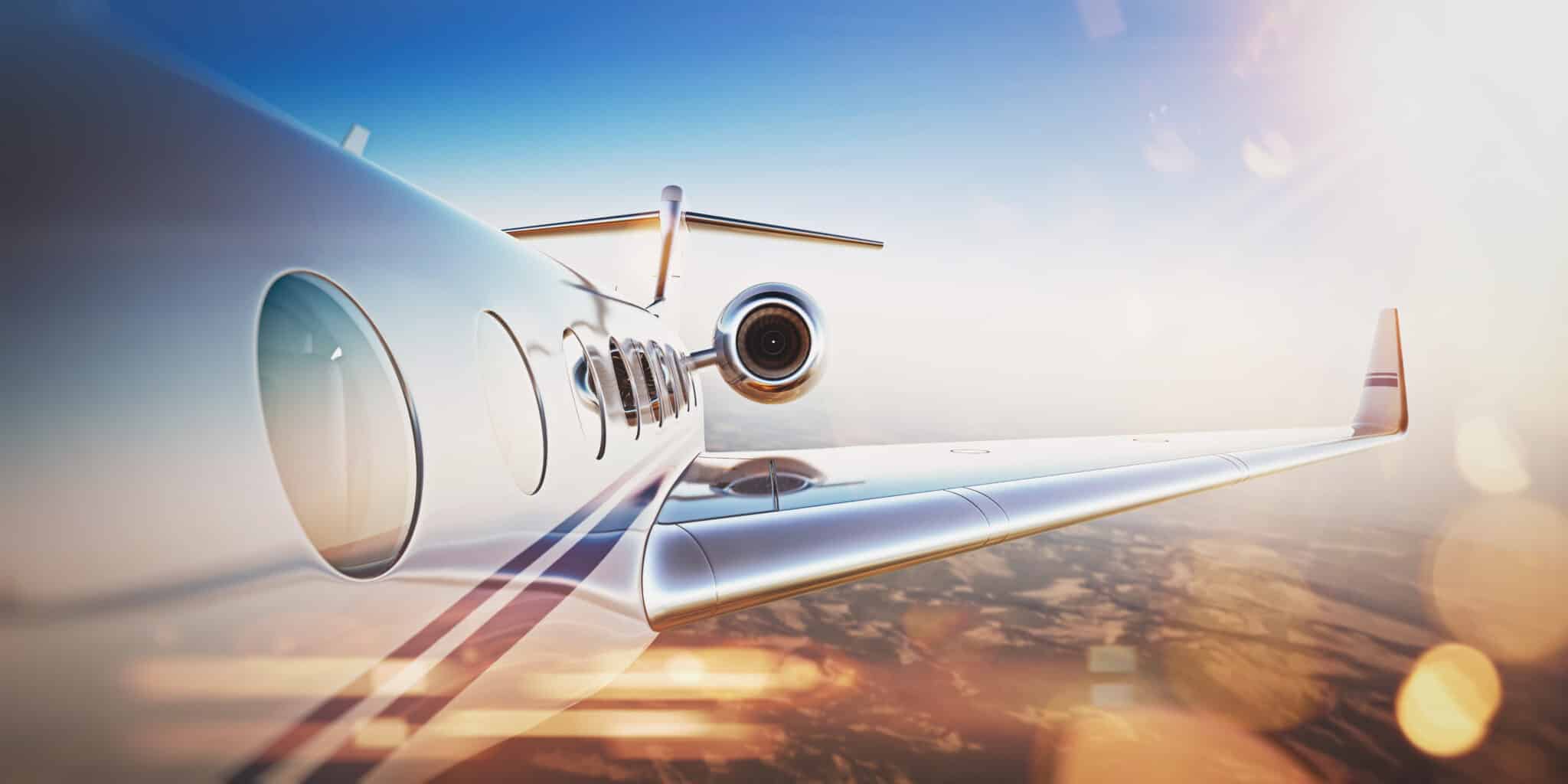 Render 3D di un jet in volo