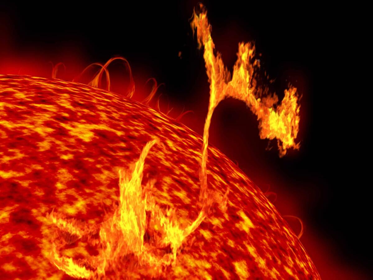 Quella volta che un brillamento causò un blackout - Illustration of the sun showing formidable solar flares