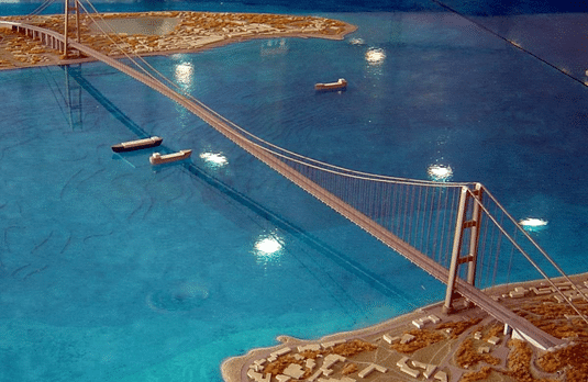Render del ponte a campata unica. (Credits: FocuSicilia)