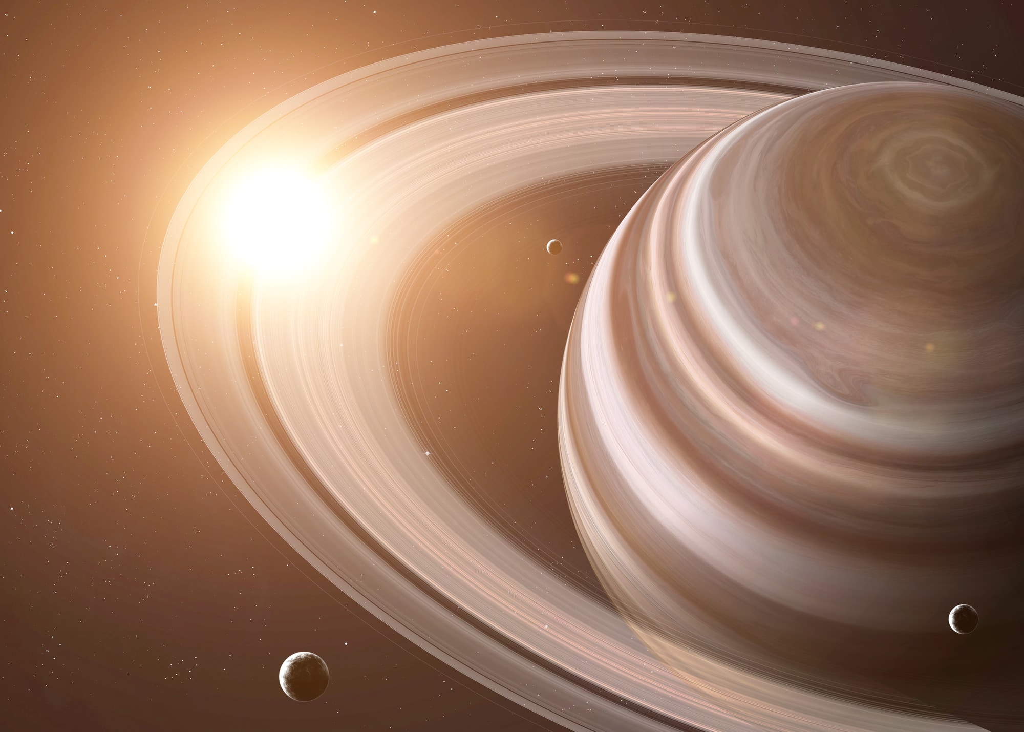 Rappresentazione di Saturno e le sue lune