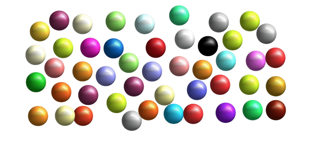 È più facile verificare se la pallina nera è presente nell'insieme di sfere oppure richiede più tentativi posizionarla in ordine crescente di colore (spettro fotocolorimetrico).