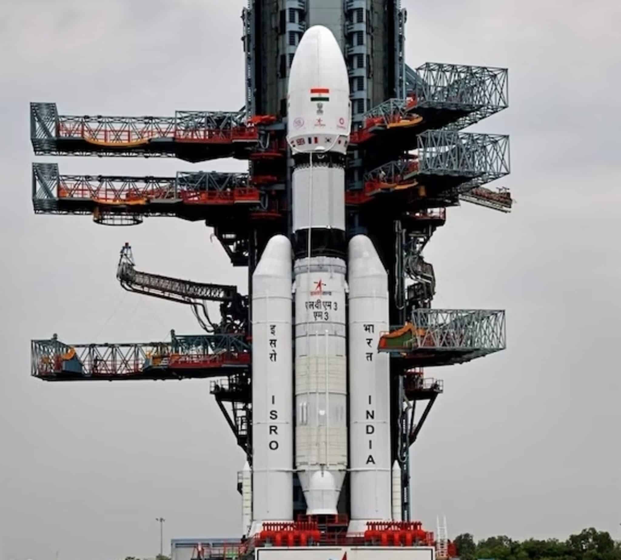 Il lanciatore spaziale LMV3 dell'ISRO.Credit: Indian Space Research Organisation (GODL–India)