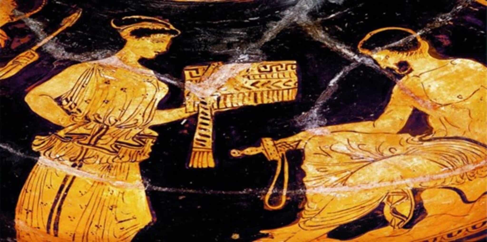 Calipso porge ad Odisseo una scatola con le provviste per il viaggio