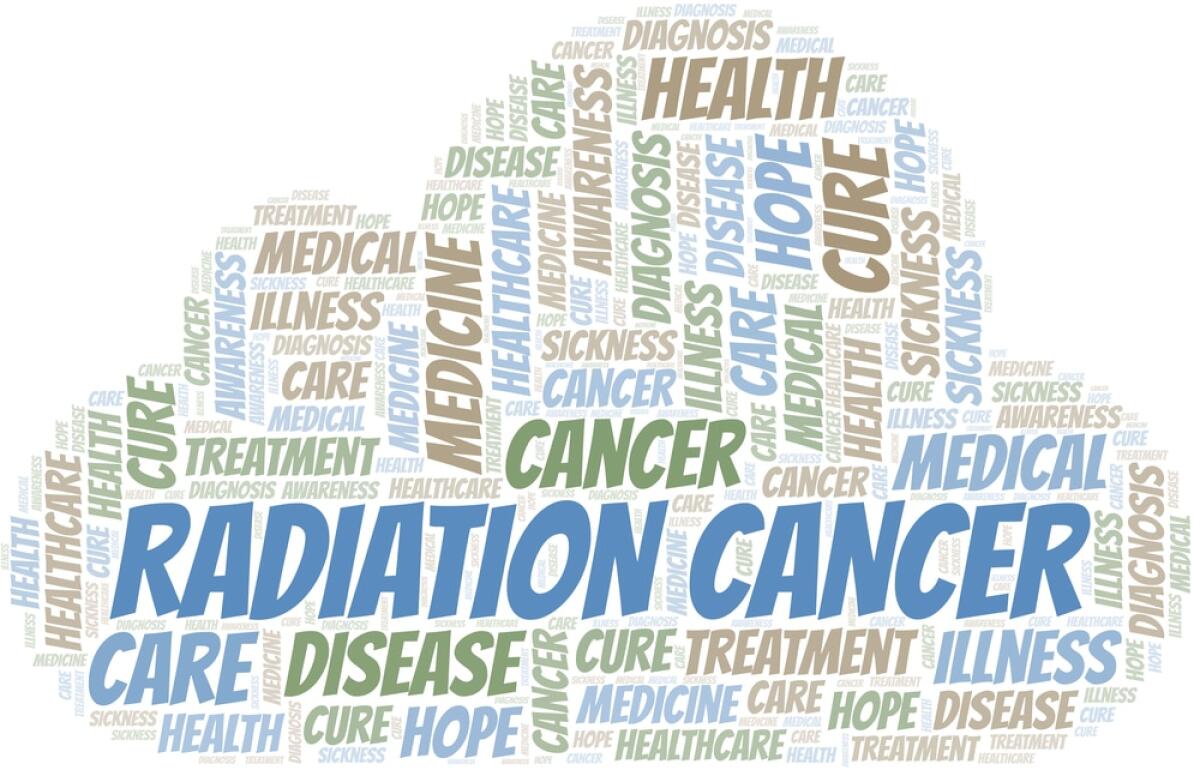 Brachiterapia: la radioterapia interna - Radiation Cancer word cloud. Vector made with text only.