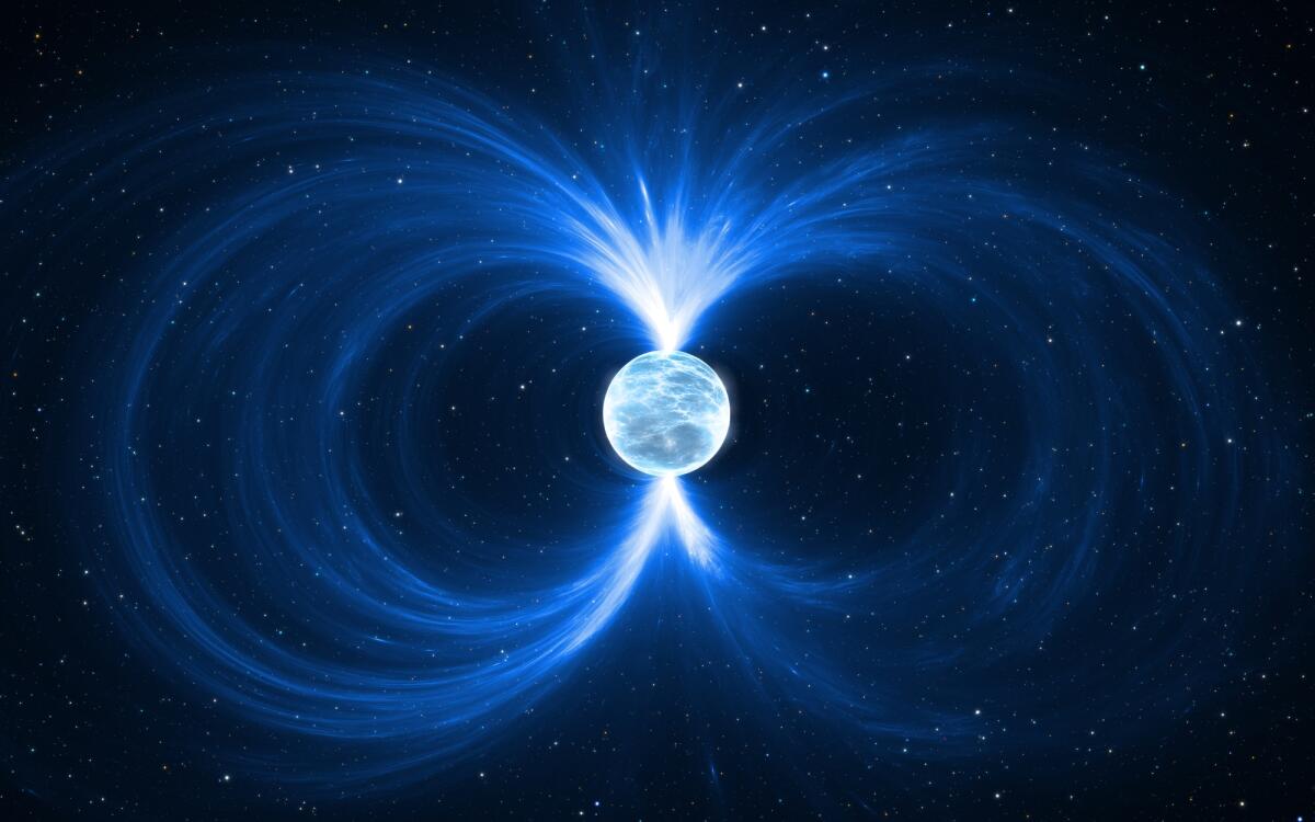 Nuova magnetar cambierà tutto quello che sappiamo sulle stelle di neutroni - Magnetar - neutron star in deep space. For use with projects on science, research, and education. 3D illustration