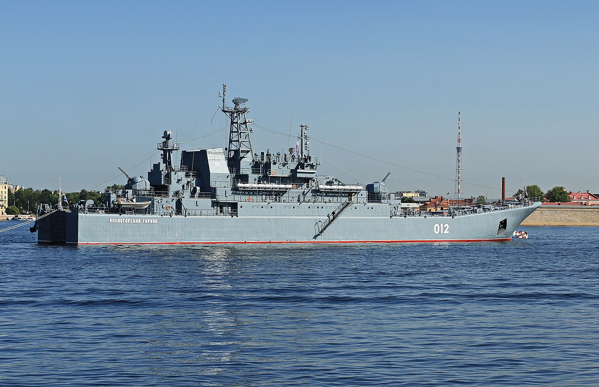 La grande nave da sbarco Olenegorsky Gornyak a San Pietroburgo alla vigilia della parata navale (fonte: Kora27)