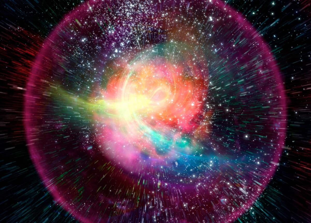 Webb conferma il tasso di espansione dell'universo misurato da Hubble - The Big Bang. Conceptual image of the origin and evolution of the universe.