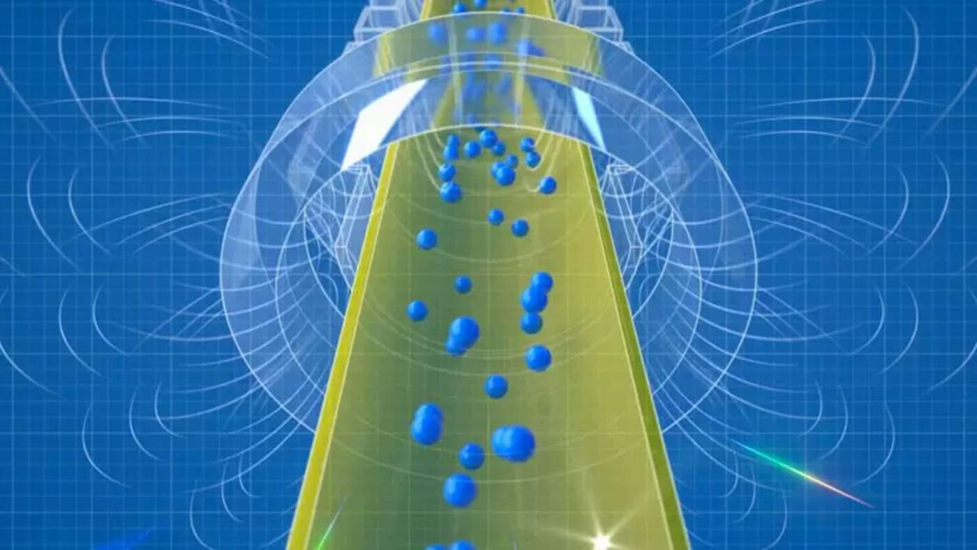 Atomi di antidrogeno che cadono dalla trappola magnetica durante l'esperimento AlphaCredits: Keyi "Onyx" Li/U.S. National Science Foundation