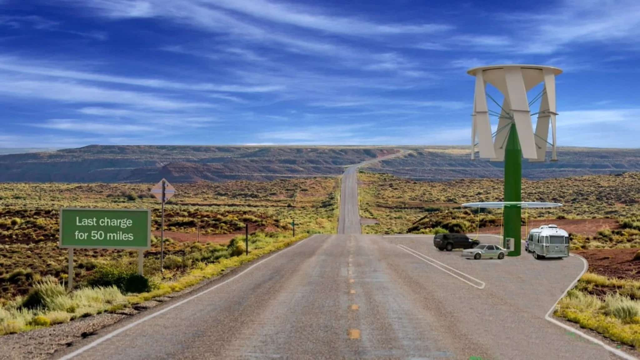 Un render che mostra la turbina in dimensioni naturali installata