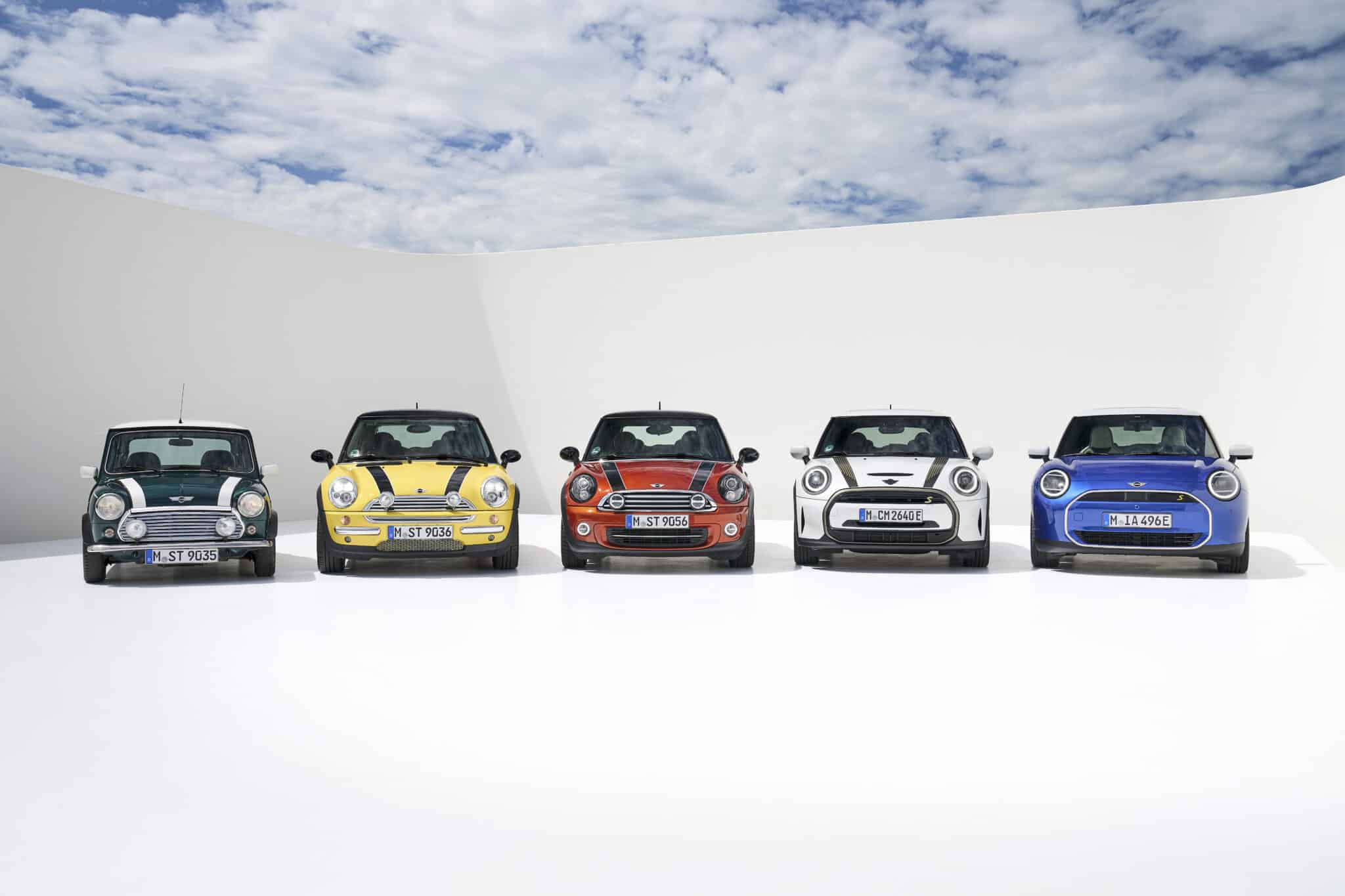 Cinque generazioni di Mini Cooper a confronto