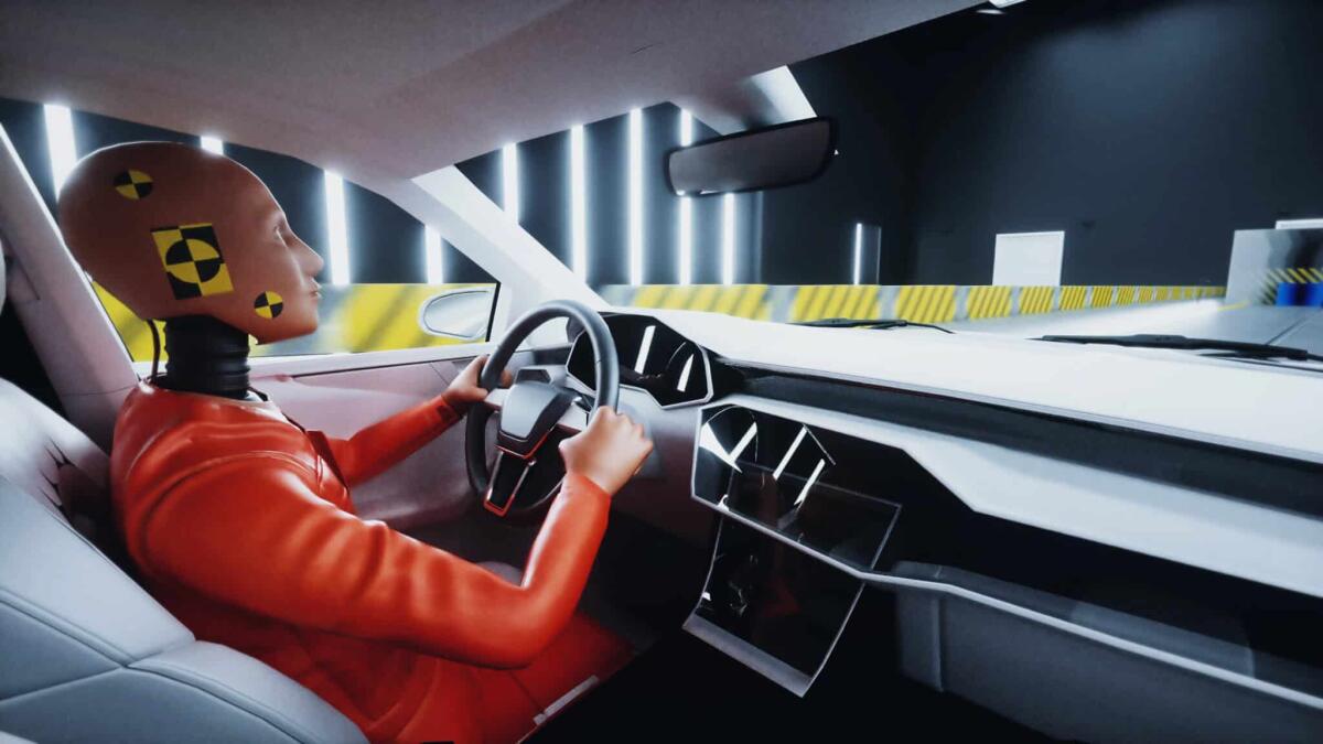 Crash test più "inclusivi": arriva il manichino donna - Generic 3d car crash test with crashtest dummy. Car destruction. 3d render