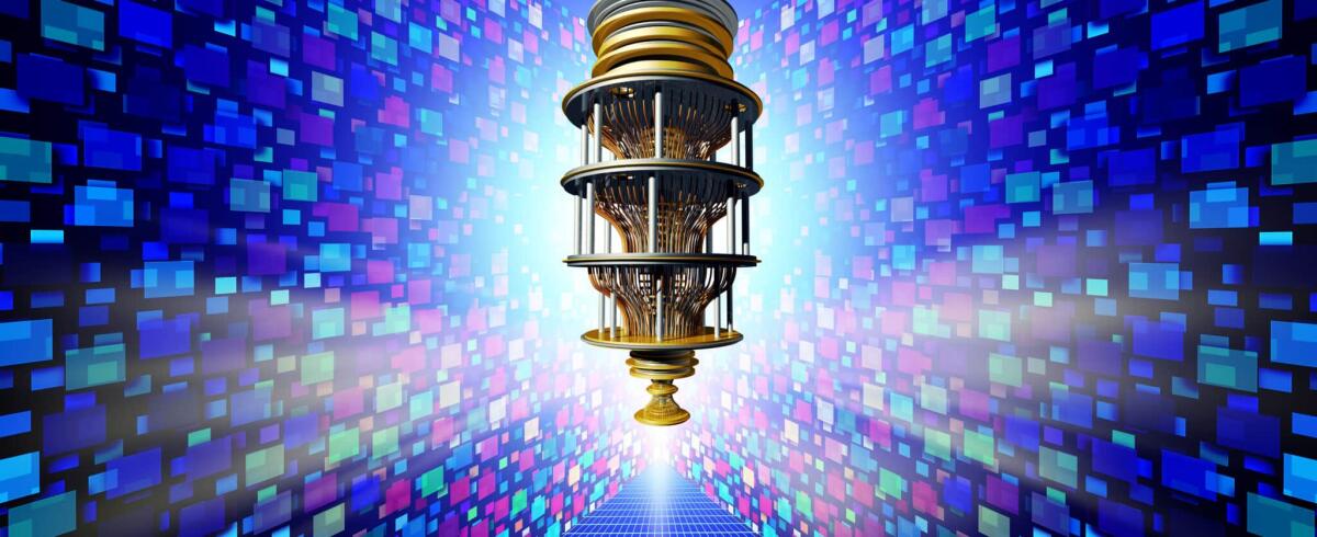 Computer quantistico batte quello tradizionale anche nell'analisi di un problema concreto - Quantum Computing and quantum supercomputer symbol as computers of the future as a 3D illustration.