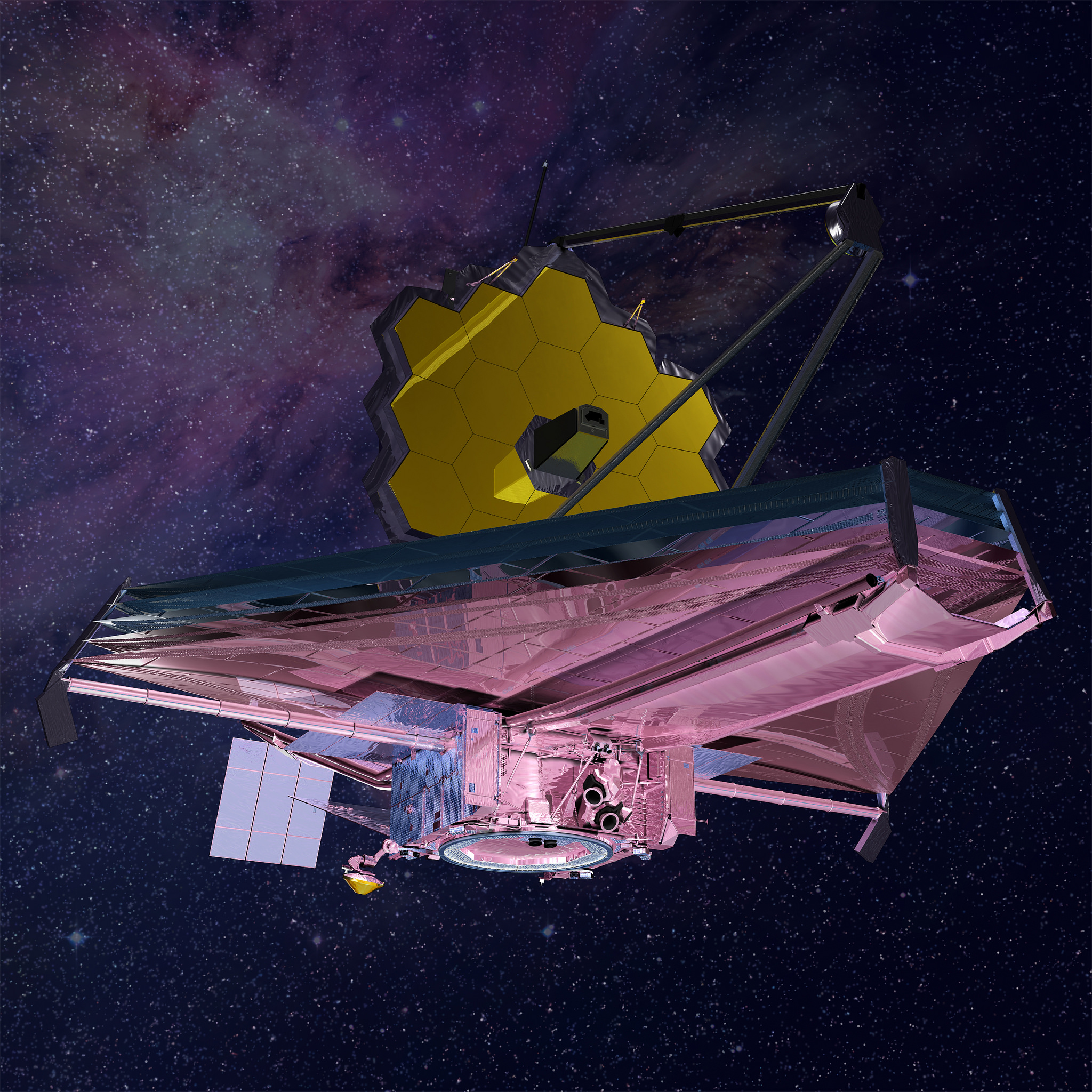 Rappresentazione artistica del telescopio spaziale James Webb. Crediti: Northrop Grumman
