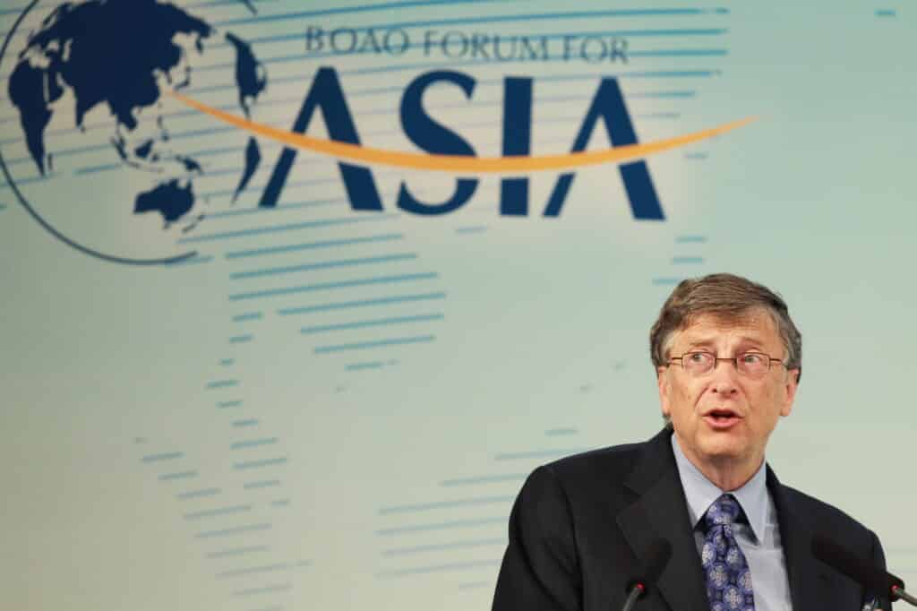 Bill Gates, Co-Chair of the Bill and Melinda Gates Foundation, speaks at a sub-forum during the 2013 Boao Forum for Asia in Boao town, Qionghai city, south Chinas Hainan province, 6 April 2013.