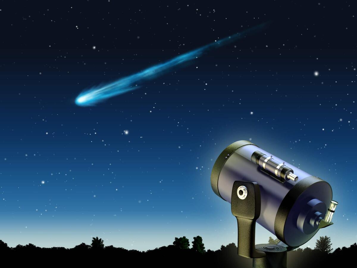 Vuoi vedere un asteroide a occhio nudo (o quasi)? Non perderti il passaggio di Vesta del 21 dicembre - A comet travelling through earth's atmosphere. Digital illustration.