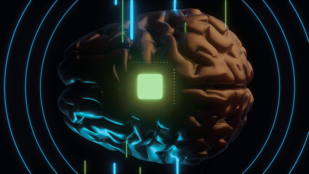 Neuralink di Elon Musk: per la prima volta è stata impiantata un'interfaccia cervello-computer in un paziente umano - San Francisco, USA - august 28, 2020: Neuralink brain to computer chip startup presentation. Neurotechnology in medicine concept