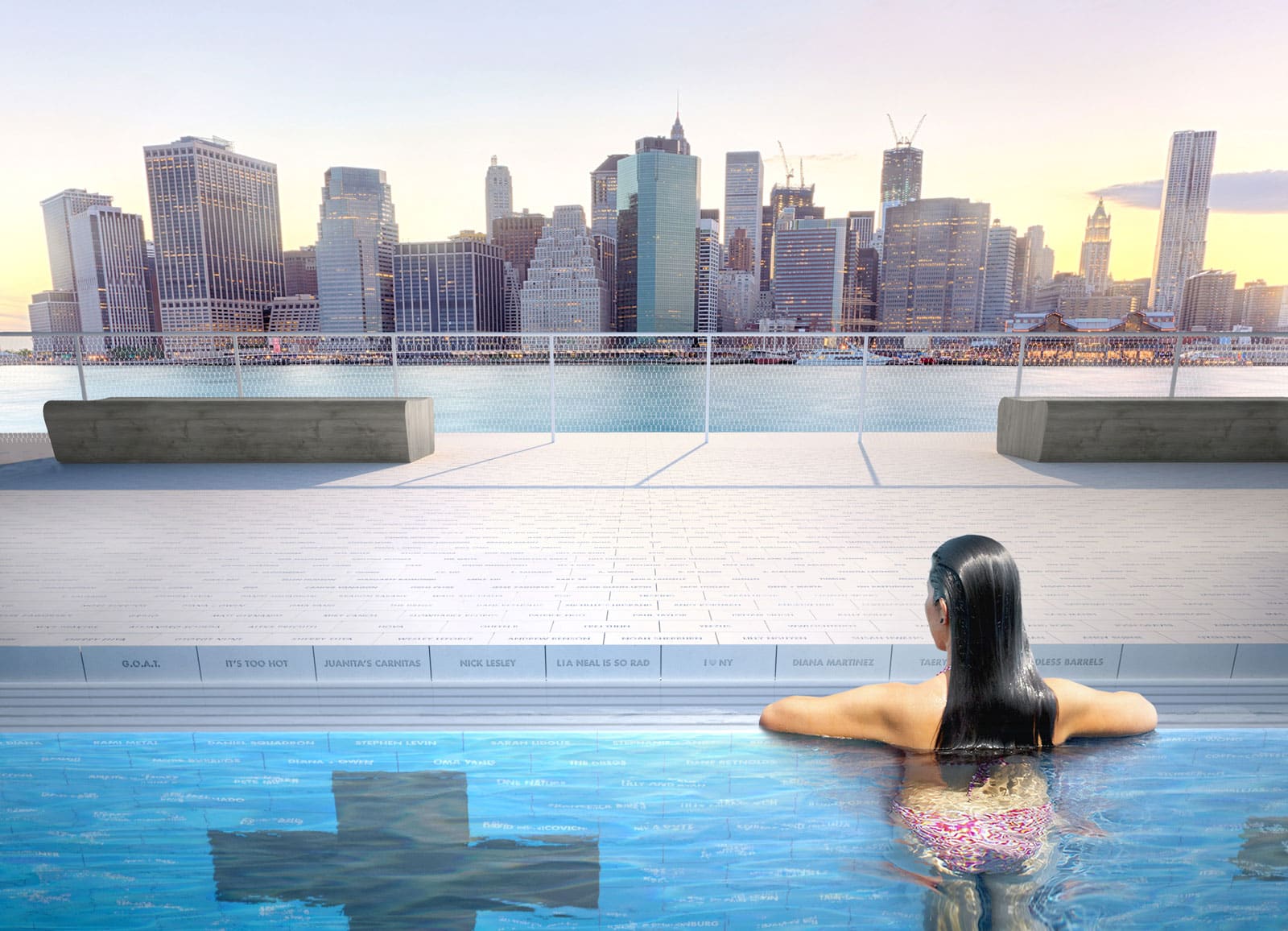 Piscina galleggiante +Pool a New York:
