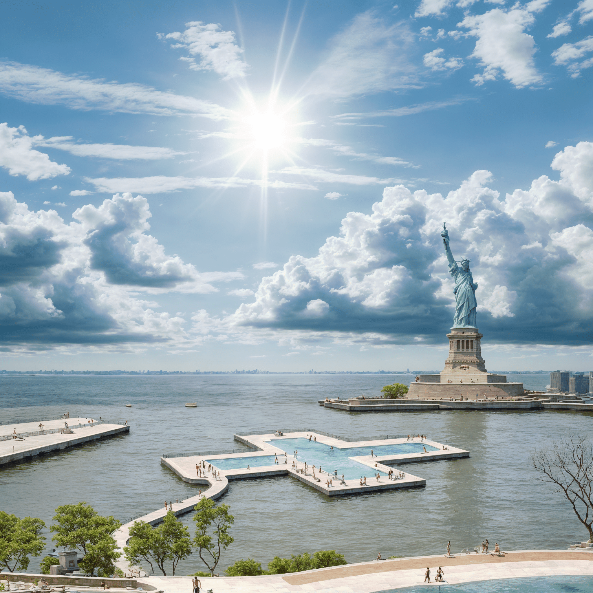 Piscina galleggiante +Pool a New York: