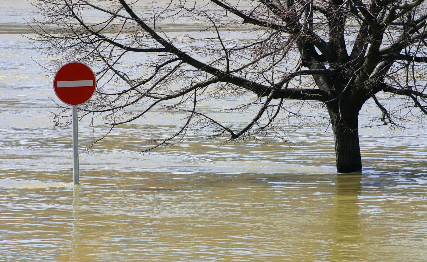 Flooding is off limits sign.