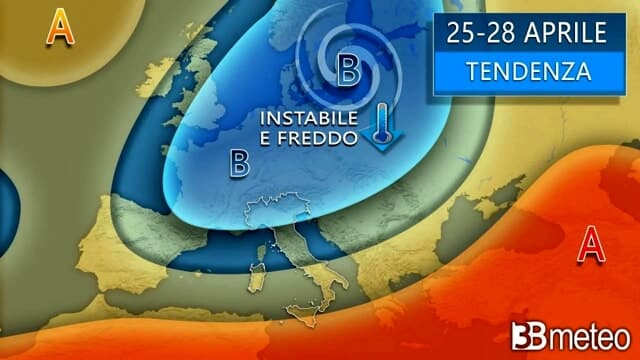Calo delle temperature in Italia