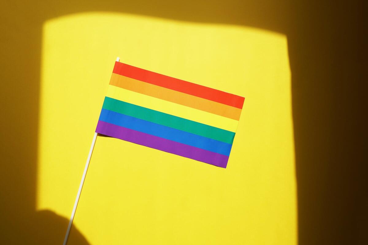Perché il governo italiano non ha firmato la dichiarazione UE sui diritti LGBTIQ+ - rainbow flag against yellow background with shadow frame - lgbt or gay pride symbol - lesbian homosexual bisexual transgender queer