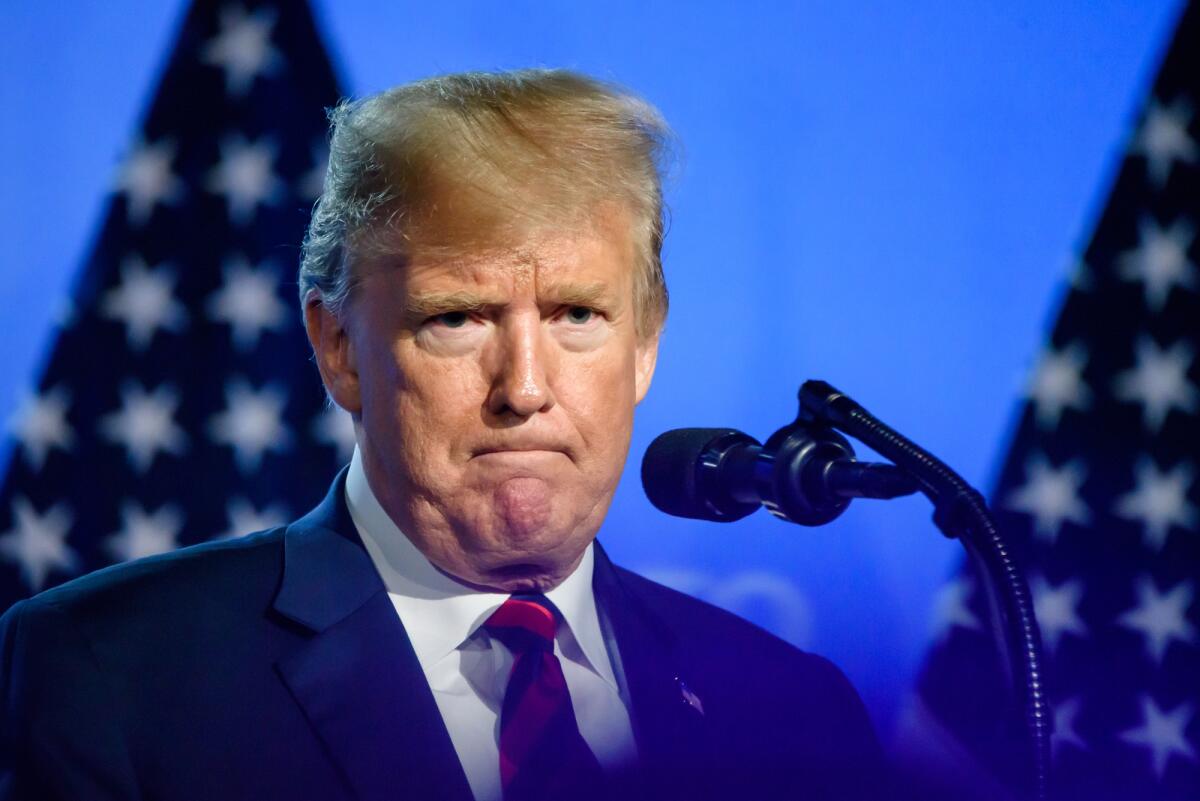 Donald Trump condannato: giudicato colpevole di tutti i 34 capi d’imputazione nel caso Stormy Daniels - 12.07.2018. BRUSSELS, BELGIUM.  Press conference of Donald Trump, President of United States of America, during NATO (North Atlantic Treaty Organization) SUMMIT 2018.