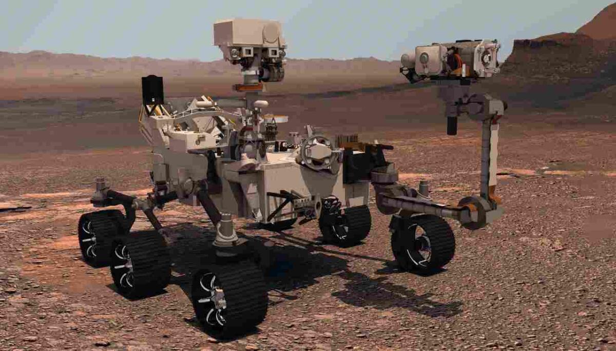 Il rover Perseverance ha trovato una roccia con potenziali impronte di antichi microrganismi marziani - Il rover Perseverance su Marte (Depositphotos foto) - www.aerospacecue.it