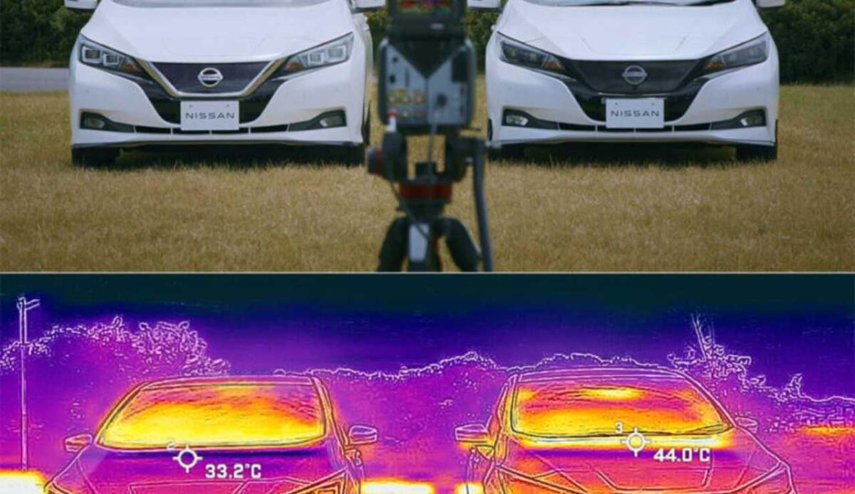 Nuova vernice Nissan promette di abbattere le temperature delle auto - L'innovativa vernice Nissan che ridurrà il calore delle auto (TechEBlog foto)  - www.vehiclecue.it