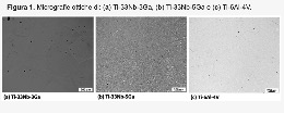 Micrografie ottiche per la protesi all'anca di: (a) Ti-33Nb-3Ga, (b) Ti-33Nb-5Ga e (c) Ti-6Al-4V - Credits: Journal of Functional Biomaterials