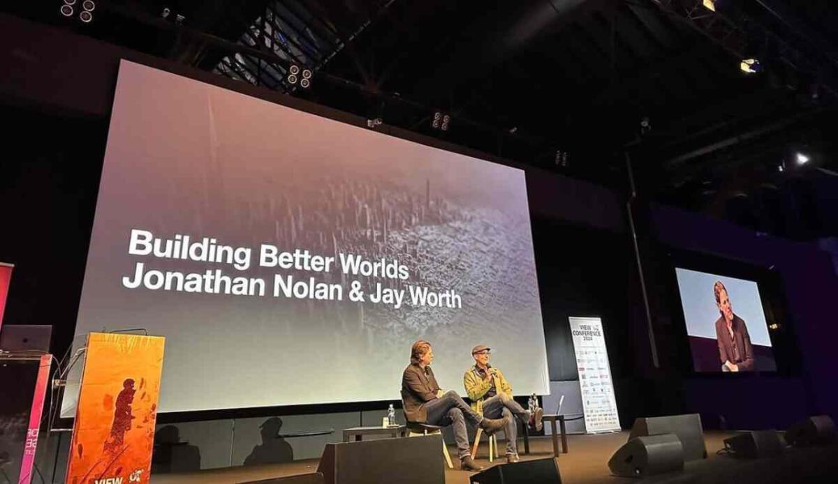 Torino, la VIEW Conference 2024 ha accolto tutte le novità sulla computer grafica mondiale - Jonathan Nolan in una conversazione con il collaboratore di lunga data VFX Supervisor Jay Worth (VIEW Conference foto) - www.systemscue.it