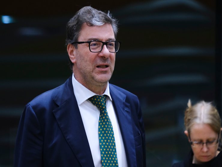 Giancarlo Giorgetti, Minister for Finance arrives to attend in a meeting of Eurogroup Finance Ministers, at the European Council in Brussels, Belgium on Nov. 7, 2022. (Depositphotos)