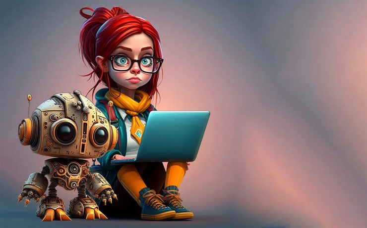 Immagine di una bambina e di un robot creati con l'intelligenza artificiale (Pixabay FOTO) - www.systemscue.it
